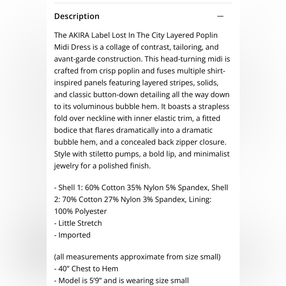 LOST IN THE CITY LAYERED POPLIN MIDI DRESS - S - Picture 6 of 6